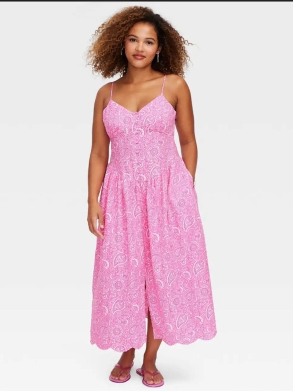 Roller Rabbit x Target Pink Paisley Midi Dress with Spaghetti Straps